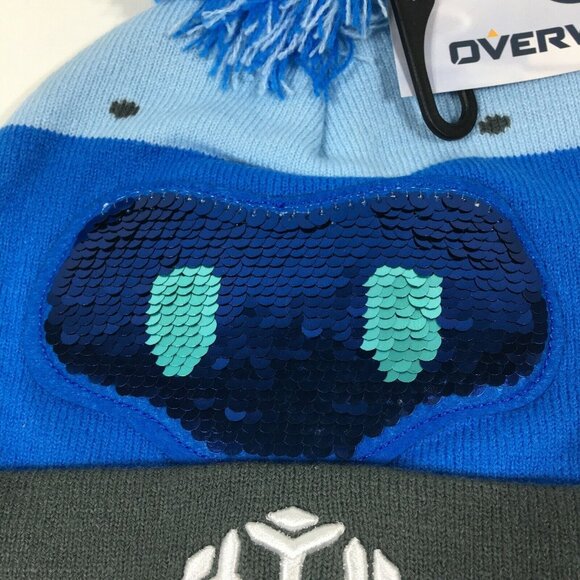 Overwatch Mei Snowball Sequin Beanie Hat Blue One Size Fits Most Blizzard Ent - Picture 8 of 10
